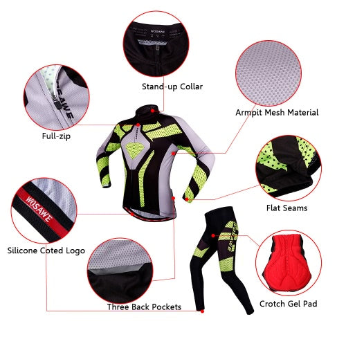 WOSAWE® Quick Dry Breathable Bike Bicycle Mountain Biking Unisex Cycling Jersey Pants Tights Clothing Sets Suits Long Sleeve Outdoor Sports