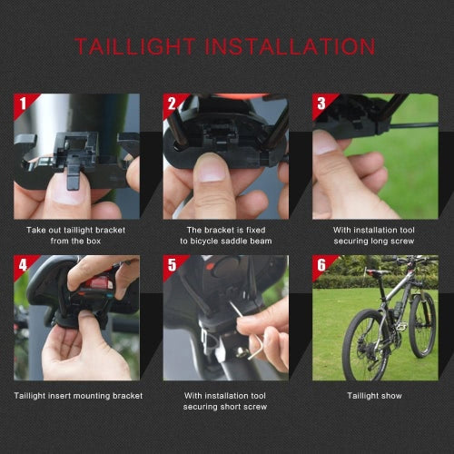 Bike Taillights Intelligent Anti-Theft Bicycle Tail Light Alarm LED Cycling Strobe Warning Electric Bell with Wireless Remote USB Cable MTB Accessories