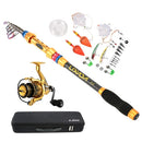 Lixada Portable Lure Rod Set Spinning Rod and Fishing Reel Combos Full Kit Telescopic Fishing Rod Pole with Reel Line Lures Hooks Fishing Carrier Bag Case Fishing Gear Accessories Organizer