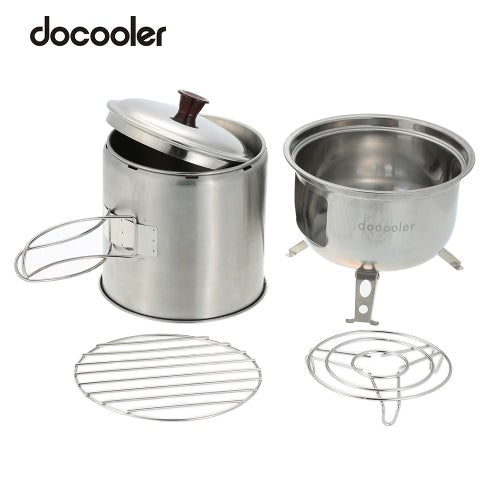 Docooler Portable Stainless Steel Lightweight Wood Stove Solidified Alcohol Stove Outdoor Cooking Picnic BBQ Camping