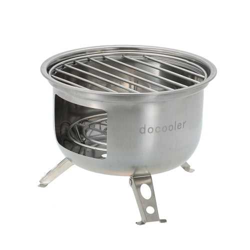 Docooler Portable Stainless Steel Lightweight Wood Stove Solidified Alcohol Stove Outdoor Cooking Picnic BBQ Camping