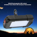 500LM Outdoor Rechargeable Portable 27 LEDs Lantern Lamp Flasher Flashlight  Light with USB Input Output for Outdoor Emergency Hiking Camping Travel Mobile Power Bank with Built-in Compass Thermometer