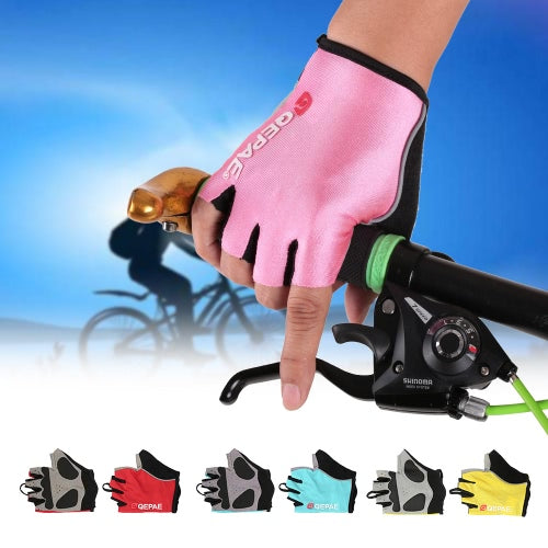 QEPAE Biking Gloves Gel Pad Fingerless Half Finger Gloves for Safe Night Riding Cycling Hiking