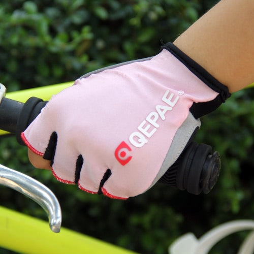 QEPAE Biking Gloves Gel Pad Fingerless Half Finger Gloves for Safe Night Riding Cycling Hiking