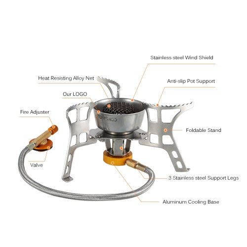 TOMSHOO Backpacking Canister Stove Burners Camping Outdoor Cooking Foldable Hiking Supply Butane Canister Compatible