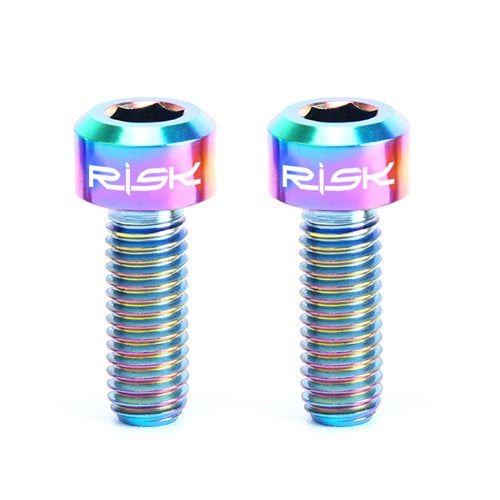 RISK 2PCS M5×14mm Titanium Bolts for Bike Thumb Shifter Fixed Screws Ti Conjoined Hexagon Ti Screws Ti Fastener MTB Bicycle Parts