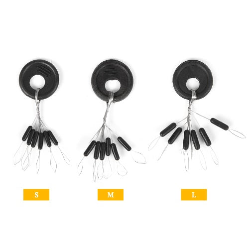 Lixada 50PCS Black Rubber Stopper Fishing Float Space Bean Stopper Float Line Stoppers Stops