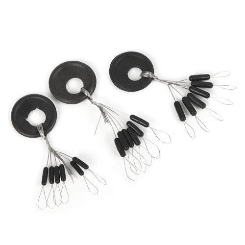 Lixada 50PCS Black Rubber Stopper Fishing Float Space Bean Stopper Float Line Stoppers Stops