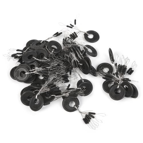 Lixada 50PCS Black Rubber Stopper Fishing Float Space Bean Stopper Float Line Stoppers Stops