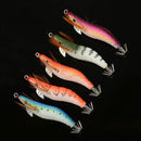 5pcs/set Fishing Bait Set Shrimps Fishing Lures Luminous Plastic Artificial Squid Fishing Baits with Hooks