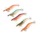 5pcs/set Fishing Bait Set Shrimps Fishing Lures Luminous Plastic Artificial Squid Fishing Baits with Hooks