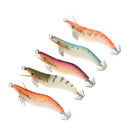 5pcs/set Fishing Bait Set Shrimps Fishing Lures Luminous Plastic Artificial Squid Fishing Baits with Hooks