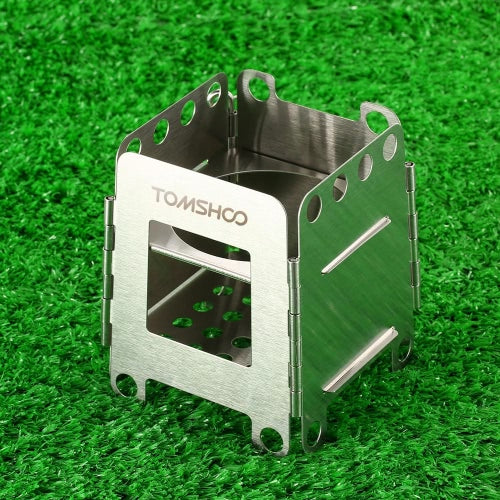 TOMSHOO Stainless Steel Folding Stove Portable Pocket Stove Lightweight Wood Burning Camping Stove Outdoor Picnic Backpacking Equipment