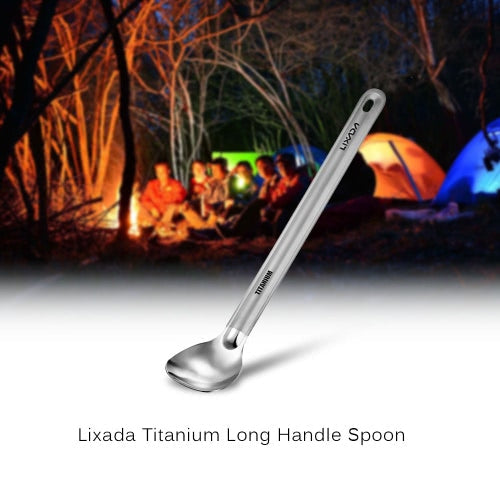 Lixada Titanium Long Handle Spoon with Polished Bowl Outdoor Portable Dinner Spoon Cutlery Camping Backpacking Picnic