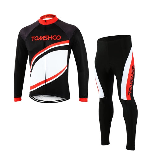 TOMSHOO Spring Autumn Men Cycling Clothing Set Sportswear Road Mountain Bicycle Bike Outdoor Full Zip Long Sleeve Cycling Jersey + 3D Padded Pants Trousers Breathable Quick-dry