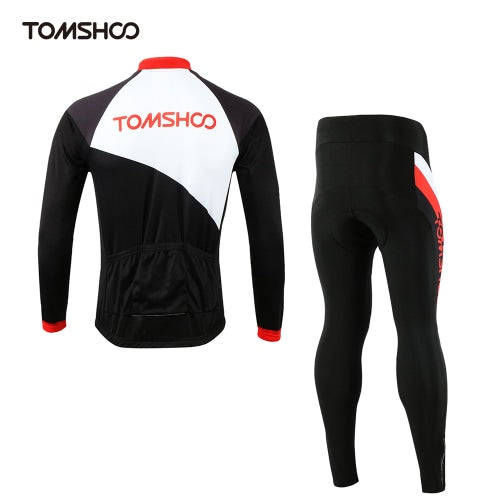 TOMSHOO Spring Autumn Men Cycling Clothing Set Sportswear Road Mountain Bicycle Bike Outdoor Full Zip Long Sleeve Cycling Jersey + 3D Padded Pants Trousers Breathable Quick-dry