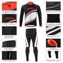 TOMSHOO Spring Autumn Men Cycling Clothing Set Sportswear Road Mountain Bicycle Bike Outdoor Full Zip Long Sleeve Cycling Jersey + 3D Padded Pants Trousers Breathable Quick-dry