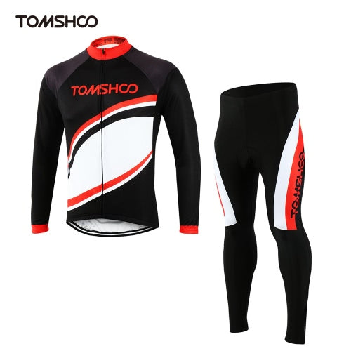 TOMSHOO Spring Autumn Men Cycling Clothing Set Sportswear Road Mountain Bicycle Bike Outdoor Full Zip Long Sleeve Cycling Jersey + 3D Padded Pants Trousers Breathable Quick-dry