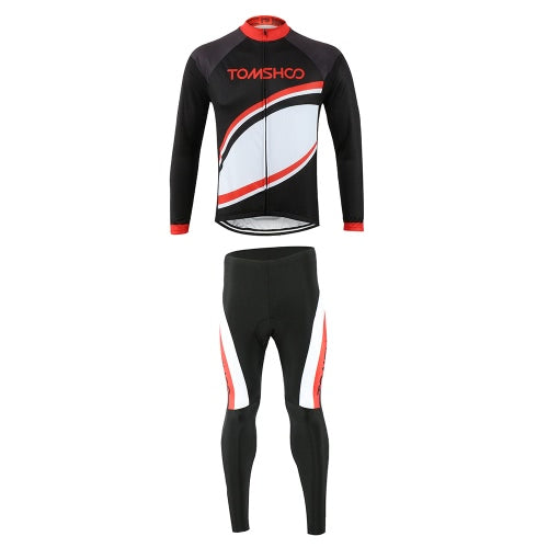 TOMSHOO Spring Autumn Men Cycling Clothing Set Sportswear Road Mountain Bicycle Bike Outdoor Full Zip Long Sleeve Cycling Jersey + 3D Padded Pants Trousers Breathable Quick-dry