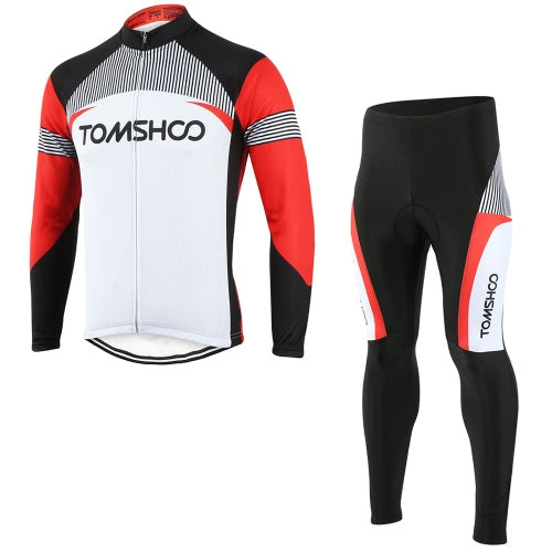 TOMSHOO Spring Autumn Men Cycling Clothing Set Sportswear Road Mountain Bicycle Bike Outdoor Full Zip Long Sleeve Cycling Jersey + 3D Padded Pants Trousers Breathable Quick-dry