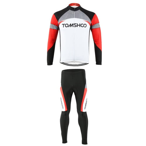 TOMSHOO Spring Autumn Men Cycling Clothing Set Sportswear Road Mountain Bicycle Bike Outdoor Full Zip Long Sleeve Cycling Jersey + 3D Padded Pants Trousers Breathable Quick-dry