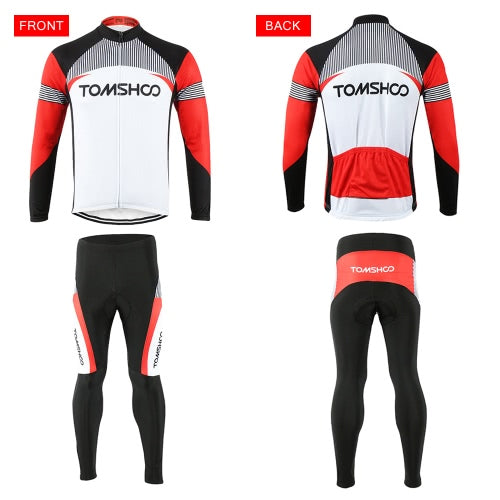 TOMSHOO Spring Autumn Men Cycling Clothing Set Sportswear Road Mountain Bicycle Bike Outdoor Full Zip Long Sleeve Cycling Jersey + 3D Padded Pants Trousers Breathable Quick-dry