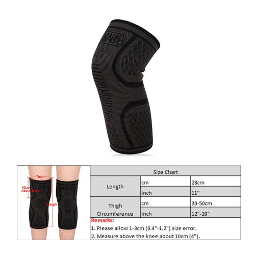 WOSAWE 1pc Elastic Compression Knee Brace Cycling Running Hiking Outdoor Sports Fitness Knee Sleeve Pad Support Guard