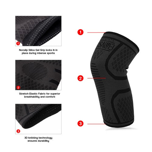 WOSAWE 1pc Elastic Compression Knee Brace Cycling Running Hiking Outdoor Sports Fitness Knee Sleeve Pad Support Guard