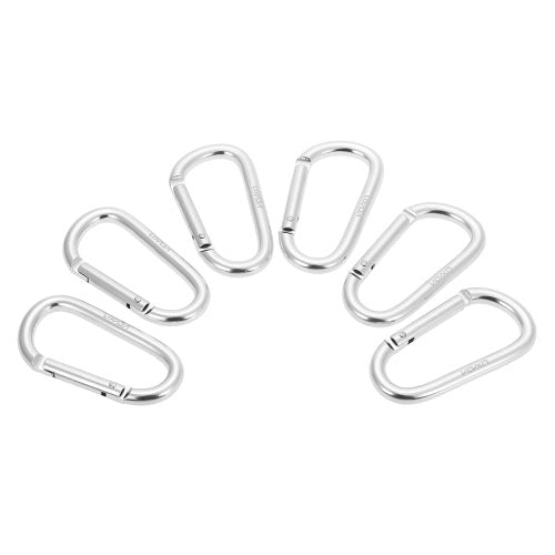 Lixada Pack of 6 Aluminum Carabiner Clip D-ring Locking Carabiner Keychain Hook