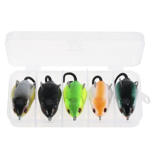 5PCS Mouse Fishing Lure Freshwater Mice Fishing Bait Set Top Water Bait Kit Fishing Tackle Snakehead Bait