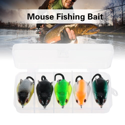 5PCS Mouse Fishing Lure Freshwater Mice Fishing Bait Set Top Water Bait Kit Fishing Tackle Snakehead Bait