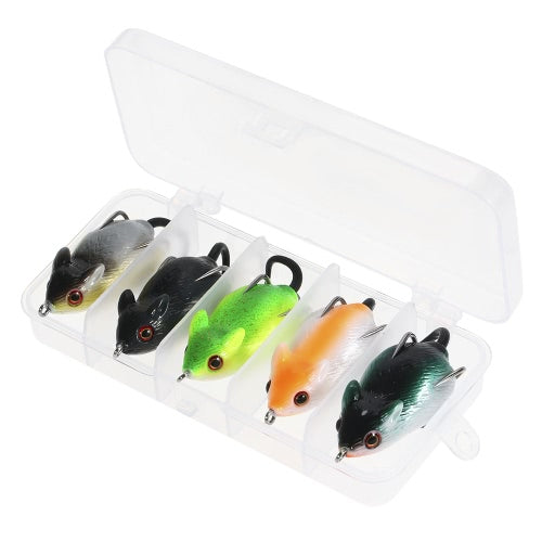 5PCS Mouse Fishing Lure Freshwater Mice Fishing Bait Set Top Water Bait Kit Fishing Tackle Snakehead Bait