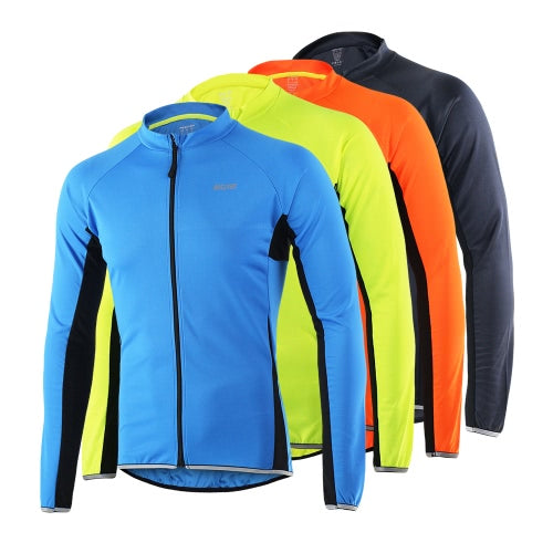 Arsuxeo Outdoor Sports Cycling Jersey Bike Bicycle Full Zip Long Sleeve Shirt MTB Bike Riding Clothing Jersey