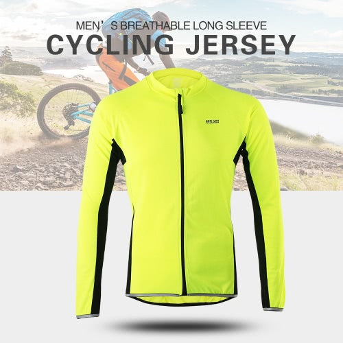 Arsuxeo Outdoor Sports Cycling Jersey Bike Bicycle Full Zip Long Sleeve Shirt MTB Bike Riding Clothing Jersey