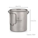 TOMSHOO Portable Ultralight 750ml Titanium Pot