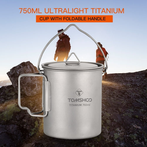 TOMSHOO Portable Ultralight 750ml Titanium Pot