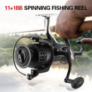 11+1BB Ball Bearings Spinning Fishing Reel Left/Right Interchangeable Collapsible Handle Fishing Reel Metal Spool Fishing Reel