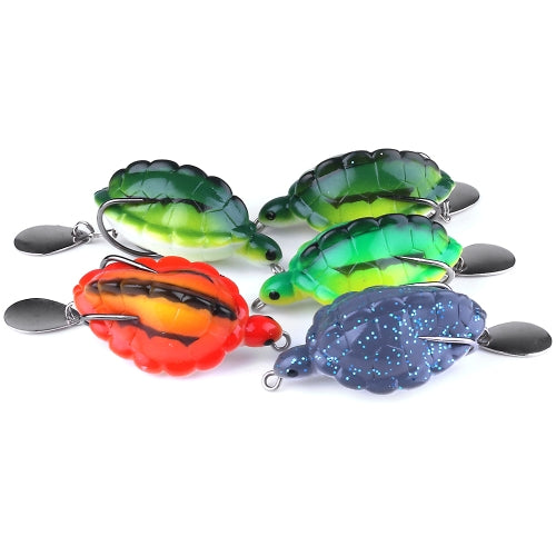 5PCS/Box 13.4g/5.5cm Simulation Tortoise Lures Artificial Soft Bait with Spoon Sequins Fishing Lure Blackfish Soft Lure