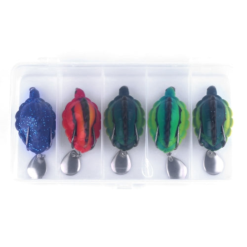 5PCS/Box 13.4g/5.5cm Simulation Tortoise Lures Artificial Soft Bait with Spoon Sequins Fishing Lure Blackfish Soft Lure