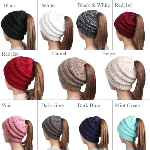 Woolen Warm Hat Fashion Knitting Winter Beanie Cap Chunky Cozy Pure Color Hats for Women Soft  Baggy Headgear