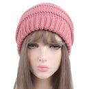 Woolen Warm Hat Fashion Knitting Winter Beanie Cap Chunky Cozy Pure Color Hats for Women Soft  Baggy Headgear