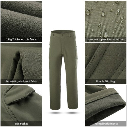 Men's Outdoor Sports Windproof Pants Fleece Lined Winter Warm Quick Drying Pants Trousers Camping Hiking Climbing Fishing Mountain Pants