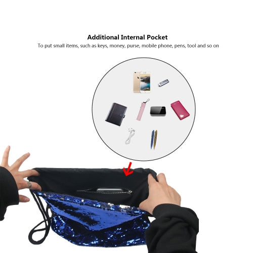 Women Cosmetic Bags Fashion Glittering Dance Bag Double Color Reversible Sequins Daypack Drawstring Glitter Backpack Magic Paillette Sackpack for Girls