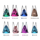 Women Cosmetic Bags Fashion Glittering Dance Bag Double Color Reversible Sequins Daypack Drawstring Glitter Backpack Magic Paillette Sackpack for Girls