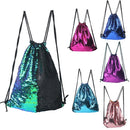 Women Cosmetic Bags Fashion Glittering Dance Bag Double Color Reversible Sequins Daypack Drawstring Glitter Backpack Magic Paillette Sackpack for Girls