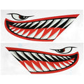 2 Pieces Waterproof Shark Teeth Mouth Stickers Kayak Boat Car Truck Accessories