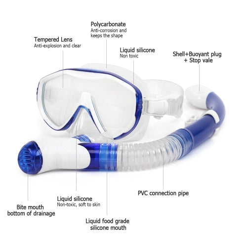 Snorkeling Mask Snorkel Set Anti Fog Underwater Scuba Diving Silicone Tube Snorkel Mask Swimming Training Diving Mask