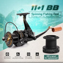 11+1 BB Fishing Reel Left/Right Interchangeable Collapsible Handle Fishing Spinning Reel Ultra Light Smooth Sea Fishing Reel with Extra Spool