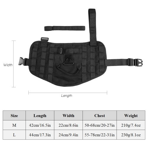 Lixada Outdoor Molle Dog Vest Adjustable Water Resistant Nylon Dog Vest with Safety Lock and Detachable Strap