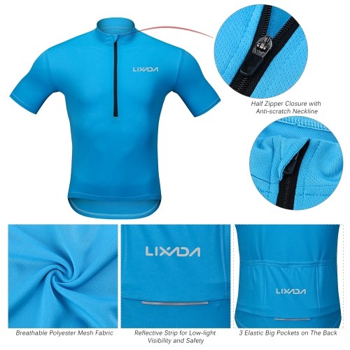 Lixada Men's Cycling Jersey Breathable Quick Dry Bike Biking Short Sleeve Shirt